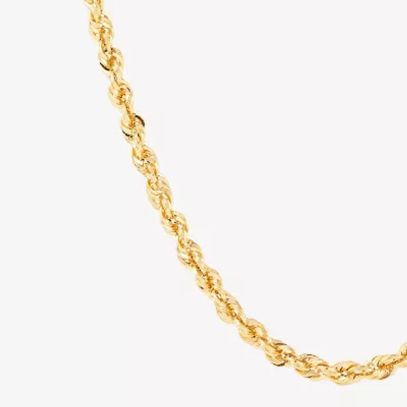 Unisex Adult 10K Gold 18 Inch Rope Chain Necklace