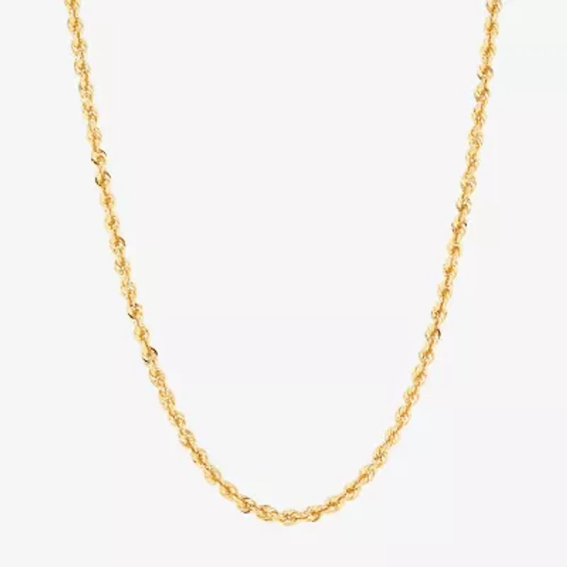 Unisex Adult 10K Gold 18 Inch Rope Chain Necklace