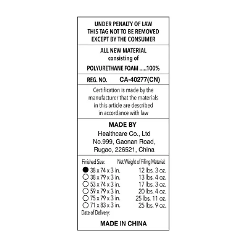 Bodipedic™ Home 3 Inch Gel Memory Foam Topper