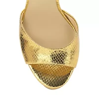 JS Jessica Simpson Izzella Womens Round Open Toe Chunky Heel Pumps