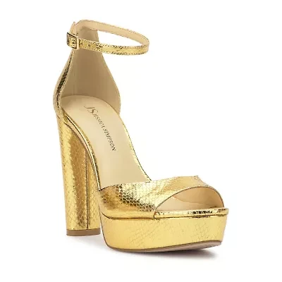 JS Jessica Simpson Izzella Womens Round Open Toe Chunky Heel Pumps