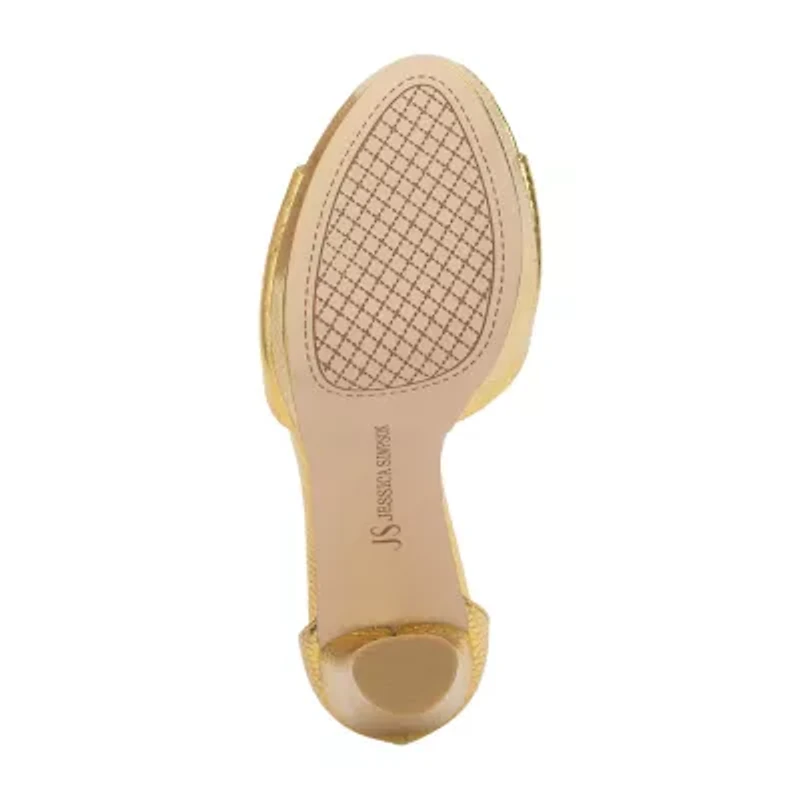 JS Jessica Simpson Izzella Womens Round Open Toe Chunky Heel Pumps
