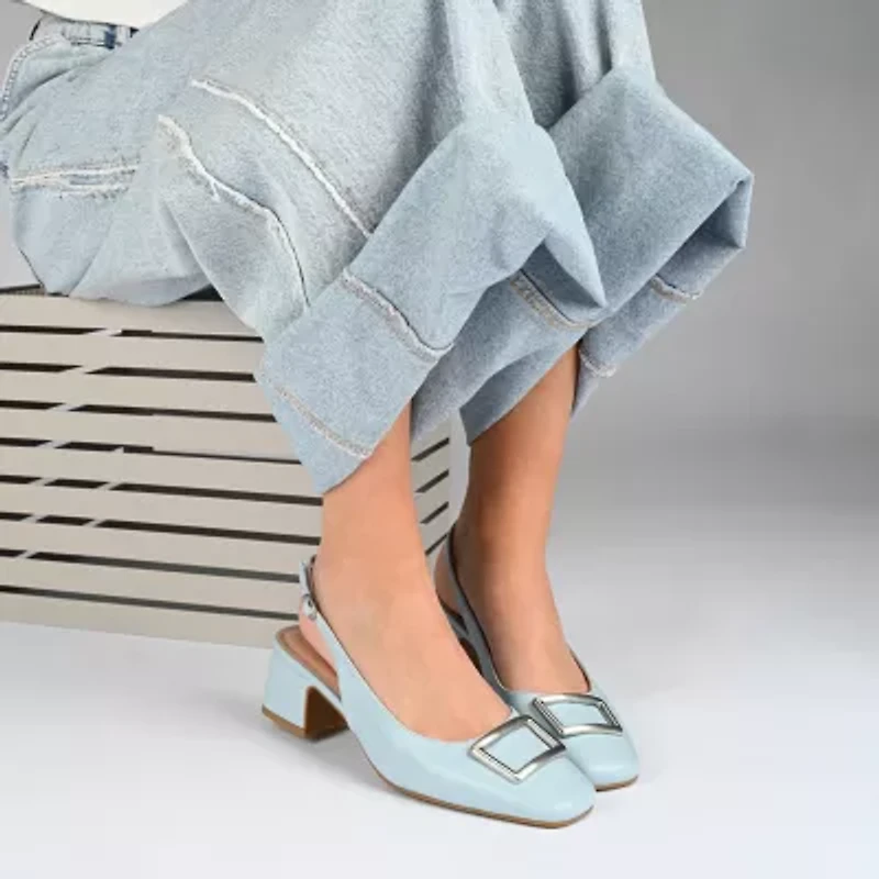 Journee Collection Everlee Womens Square Block Heel Pumps