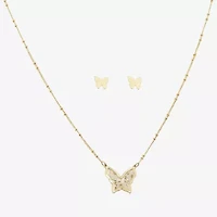 Arizona Gold Tone Stud Earrings & Pendant Necklace Womens Butterfly 2-pc. Jewelry Set