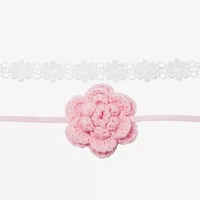 Arizona Pink & White Crochet Womens Flower 2-pc. Necklace Set