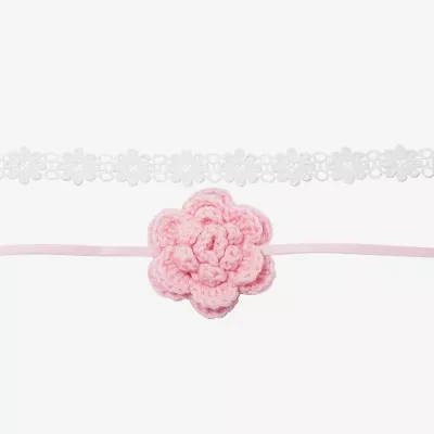 Arizona Pink & White Crochet Womens Flower 2-pc. Necklace Set