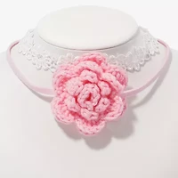 Arizona Pink & White Crochet Womens Flower 2-pc. Necklace Set