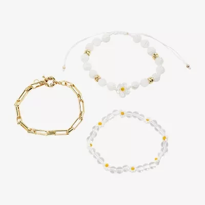 Arizona Gold Tone Beaded & Charm Womens 3-pc. Bracelet Set