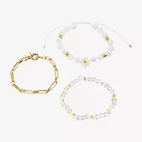 Arizona Gold Tone Beaded & Charm Womens 3-pc. Bracelet Set