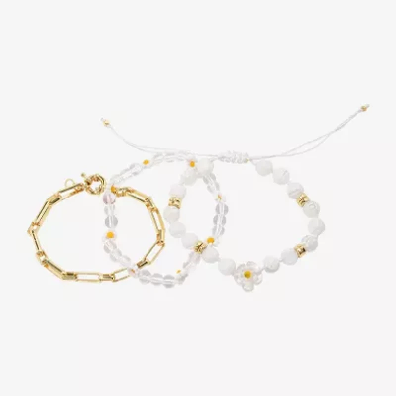 Arizona Gold Tone Beaded & Charm Womens 3-pc. Bracelet Set