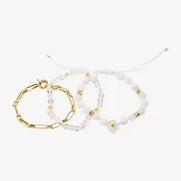 Arizona Gold Tone Beaded & Charm Womens 3-pc. Bracelet Set