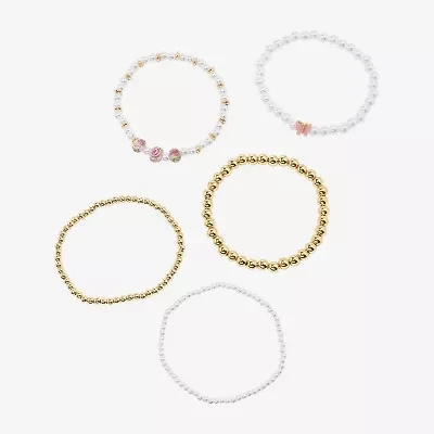 Arizona Gold Tone Beaded Stretch Womens 5-pc. Bracelet Set