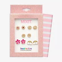Mixit Girls Flower Hypoallergenic 3 Pair Earring Set