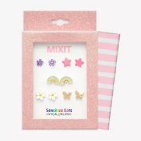 Mixit Girls Butterfly Flower Hypoallergenic 3 Pair Earring Set
