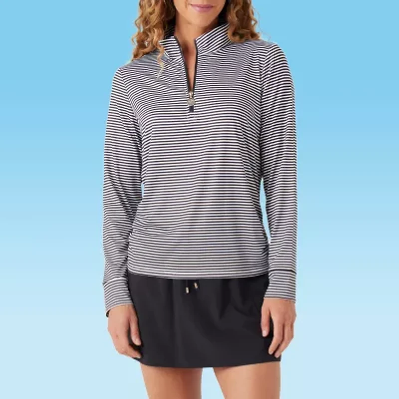 Stella Parker Striped Swimsuit Cover-Up Tops