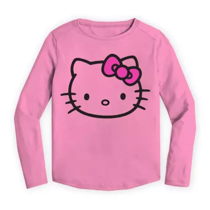 Toddler Girls Crew Neck Long Sleeve Regular Fit Hello Kitty Graphic T-Shirt