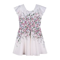 Lilt Big Kid Girls Sleeveless Flower Girl Floral Skater Dress