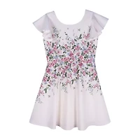Lilt Big Kid Girls Sleeveless Flower Girl Floral Skater Dress