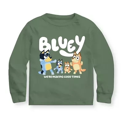 Toddler Boys Crew Neck Long Sleeve Regular Fit Bluey Graphic T-Shirt