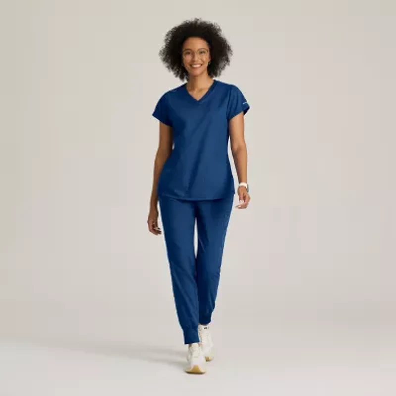 Grey's Anatomy™ by Barco Classic Grt261 Evelyn 3-Pocket Womens Plus Tall V Neck Short Sleeve Moisture Wicking Scrub Top