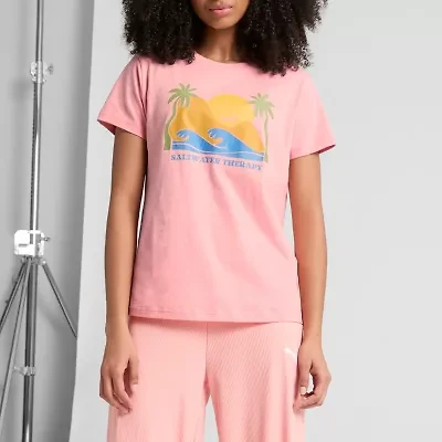 PUMA Womens Crew Neck Short Sleeve Relaxed Fit Graphic T-Shirt