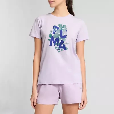 PUMA Womens Crew Neck Short Sleeve Relaxed Fit Graphic T-Shirt