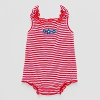 Okie Dokie Baby Girls Sleeveless Striped Romper
