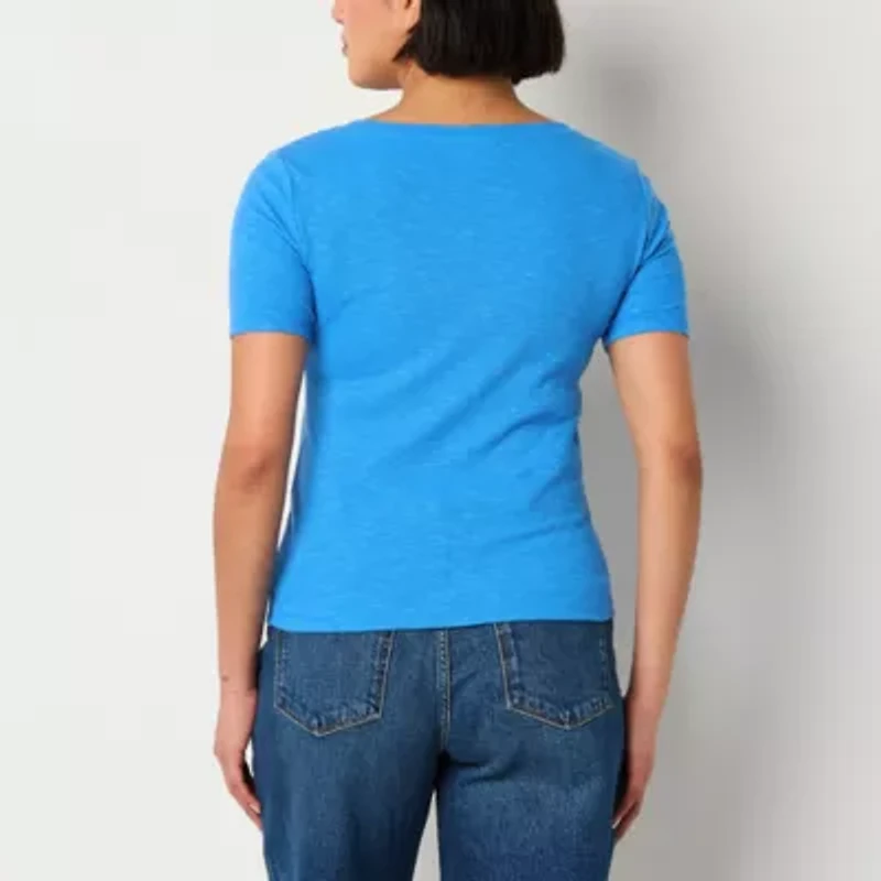 a.n.a Womens Short Sleeve Fitted Tall Henley Shirt