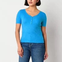 a.n.a Womens Short Sleeve Fitted Tall Henley Shirt