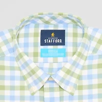 Stafford Coolmax All Season Oxford Mens Big & Tall Regular Fit Stretch Fabric Wrinkle Free Long Sleeve Plaid Dress Shirt