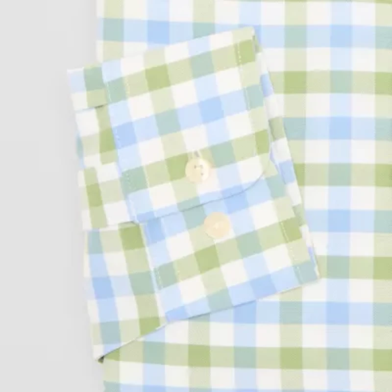 Stafford Coolmax All Season Oxford Mens Big & Tall Regular Fit Stretch Fabric Wrinkle Free Long Sleeve Plaid Dress Shirt