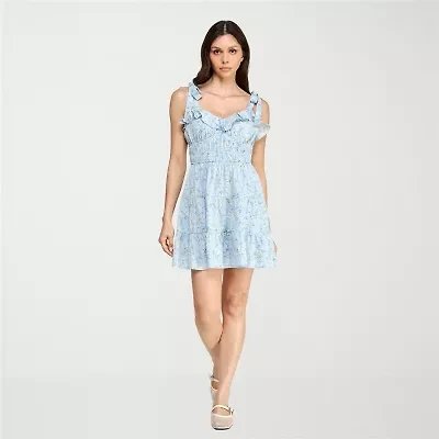 Trixxi Womens Juniors Floral Fit + Flare Dress