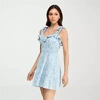 Trixxi Womens Juniors Floral Fit + Flare Dress