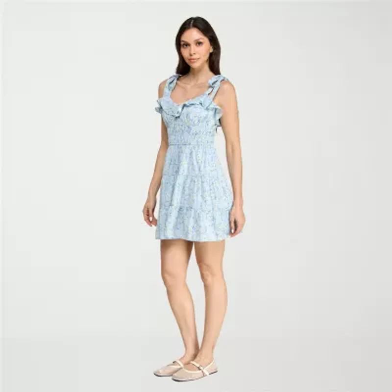 Trixxi Womens Juniors Floral Fit + Flare Dress