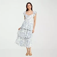 Trixxi Womens Juniors Midi Floral A-Line Dress