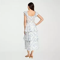 Trixxi Womens Juniors Midi Floral A-Line Dress