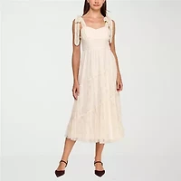 Trixxi Womens Juniors Midi Floral A-Line Dress