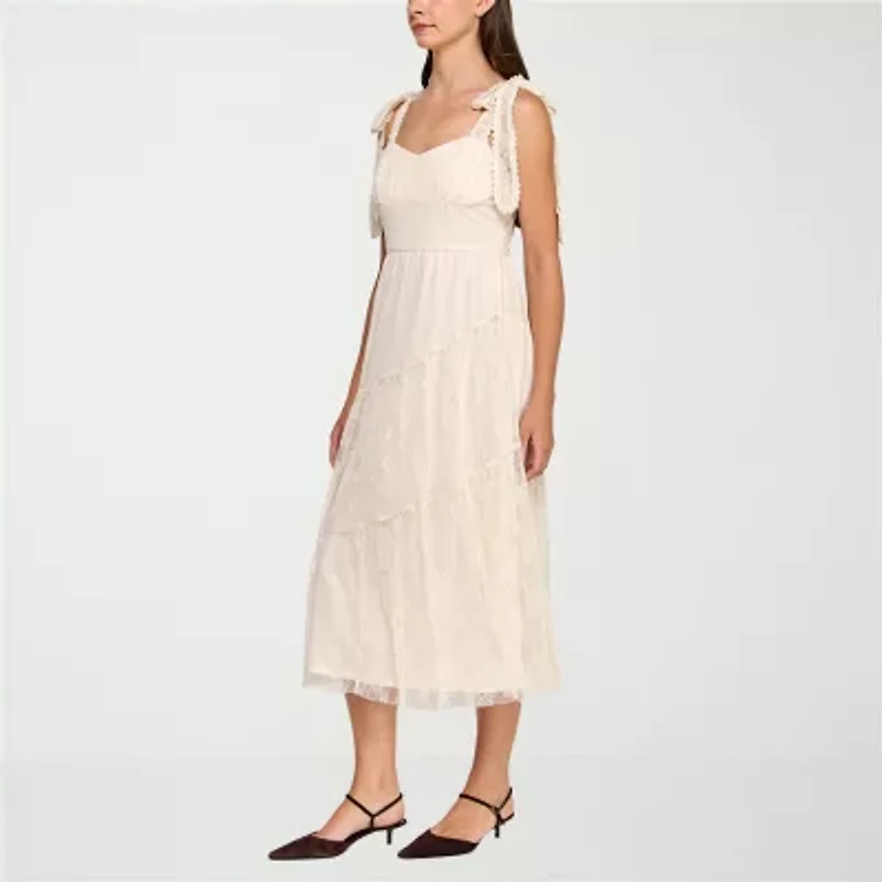 Trixxi Womens Juniors Midi Floral A-Line Dress