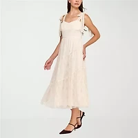 Trixxi Womens Juniors Midi Floral A-Line Dress