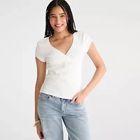 AEROPOSTALE Womens Juniors V Neck Short Sleeve T-Shirt