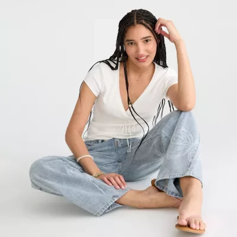 AEROPOSTALE Womens Juniors V Neck Short Sleeve T-Shirt