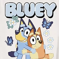 Little & Big Kid Girls Crew Neck Short Sleeve Regular Fit Bluey Graphic T-Shirt