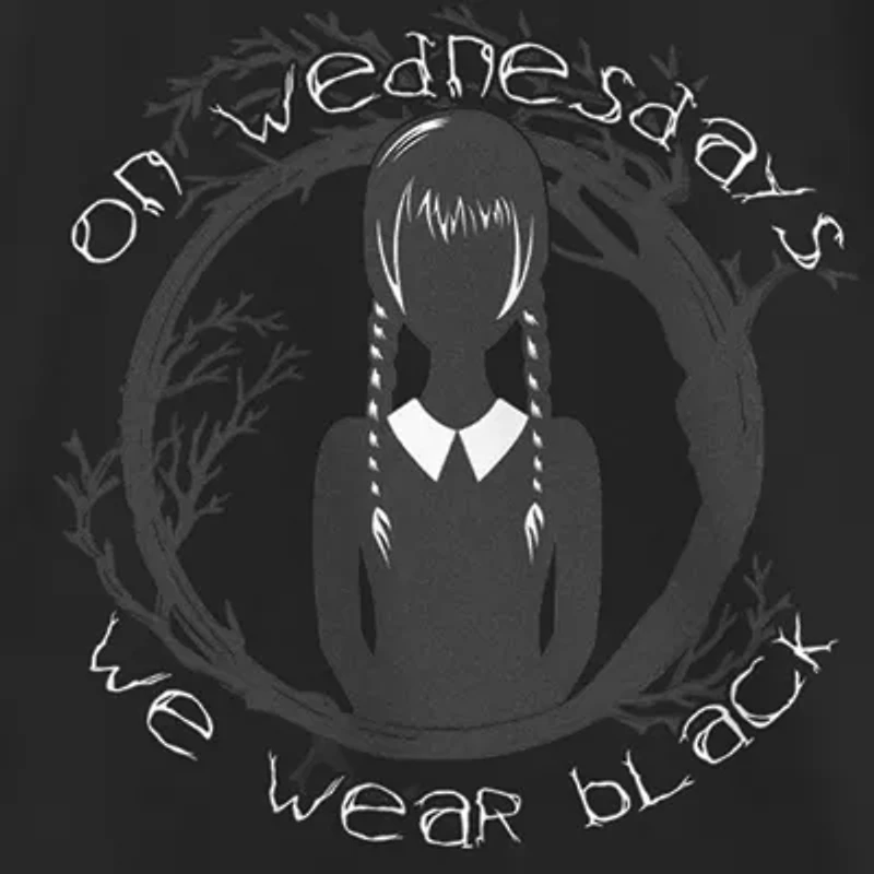 Little & Big Kid Girls Crew Neck Short Sleeve Regular Fit Wednesday Addams Graphic T-Shirt