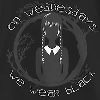 Little & Big Kid Girls Crew Neck Short Sleeve Regular Fit Wednesday Addams Graphic T-Shirt