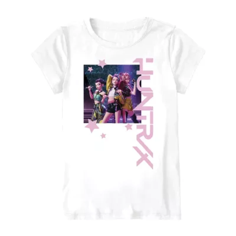 Little & Big Kid Girls Crew Neck Short Sleeve Regular Fit KPop Demon Hunters Graphic T-Shirt