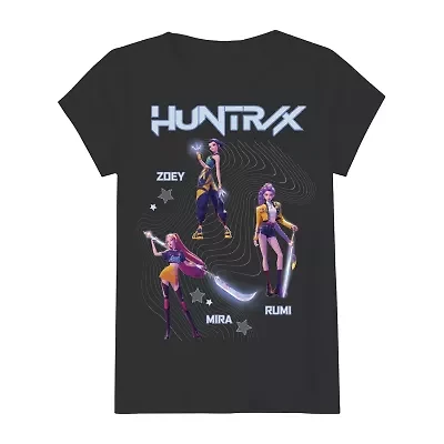 Little & Big Kid Girls Crew Neck Short Sleeve Regular Fit KPop Demon Hunters Graphic T-Shirt