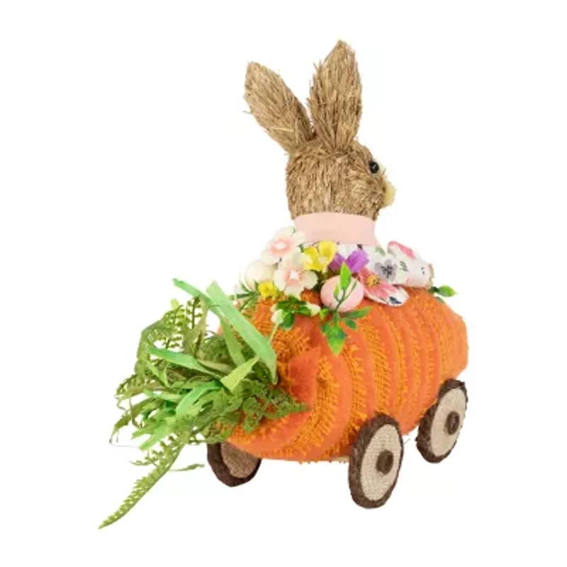 Northlight 13" Girl Bunny With Carrot Car Easter Tabletop Decor