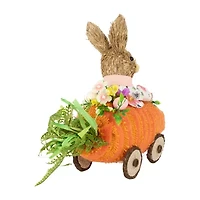 Northlight 13" Girl Bunny With Carrot Car Easter Tabletop Decor