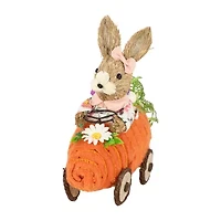 Northlight 13" Girl Bunny With Carrot Car Easter Tabletop Decor