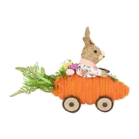 Northlight 13" Girl Bunny With Carrot Car Easter Tabletop Decor
